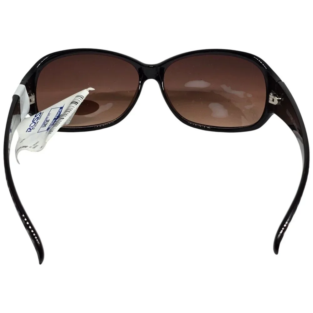 Ellen Tracy Oversized Brown Gradient Sunglasses With Crocodile Texture Arms & UV